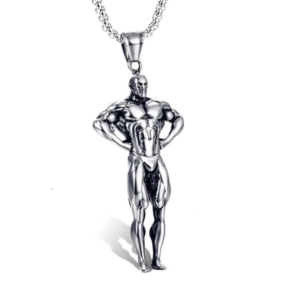 ❤️Retro surgical fitness muscle pendant necklace for women/men, N90201P184